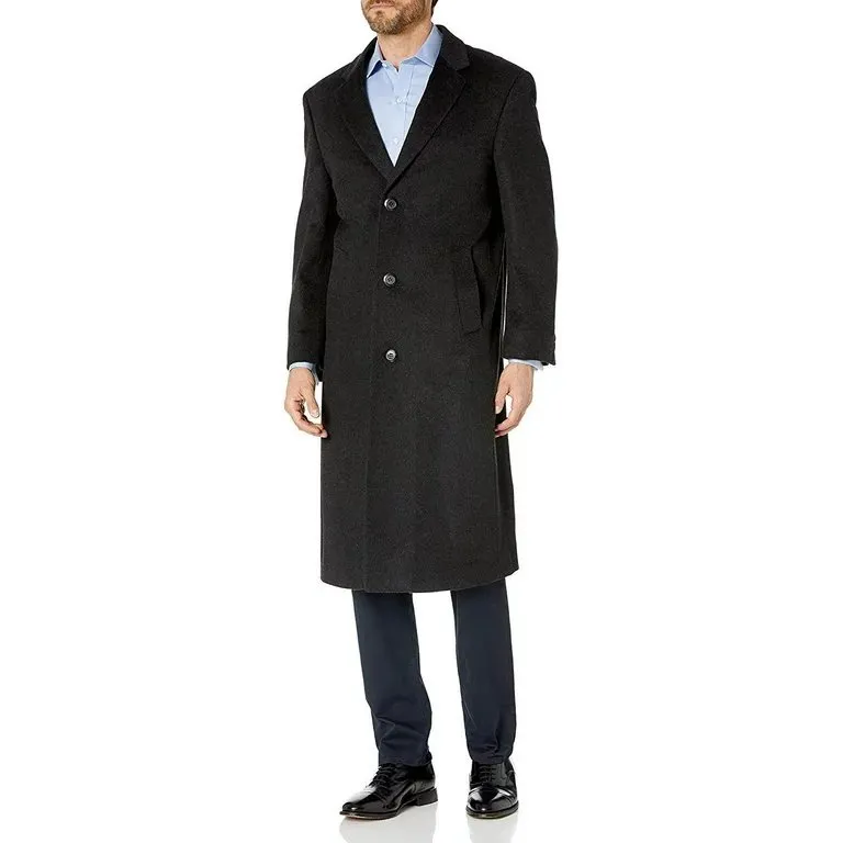 Adam Baker Men's Single Breasted Wool Cashmere Full Length Topcoat