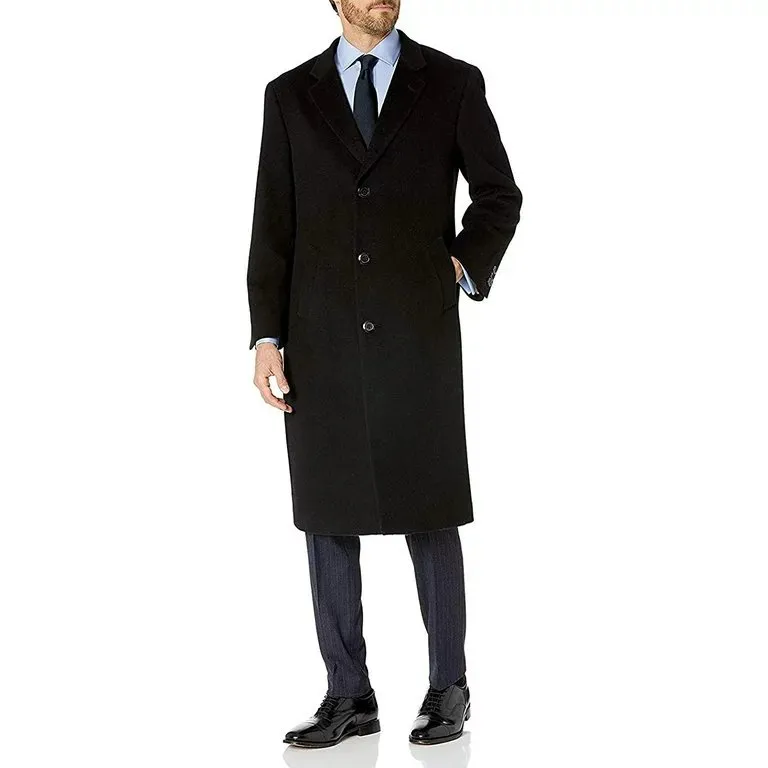 Adam Baker Men's Single Breasted Wool Cashmere Full Length Topcoat