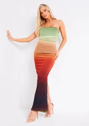 Amiah Multicolour Orange Ombre Mesh Maxi Dress