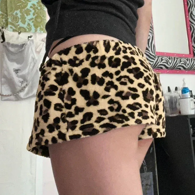 Ashlee Leopard Print Plush Shorts