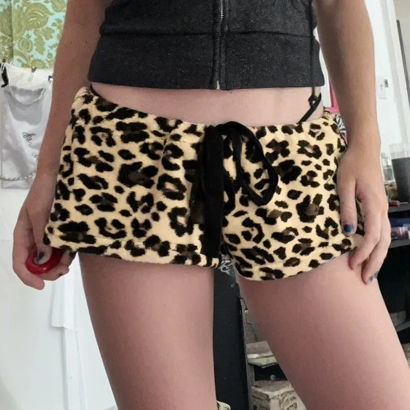 Ashlee Leopard Print Plush Shorts