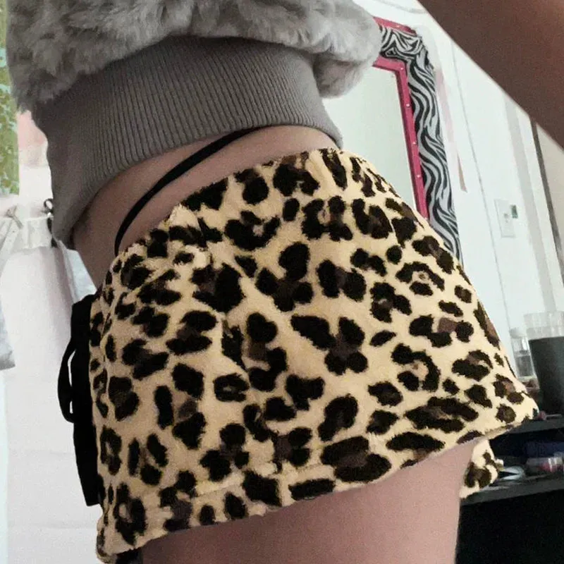 Ashlee Leopard Print Plush Shorts