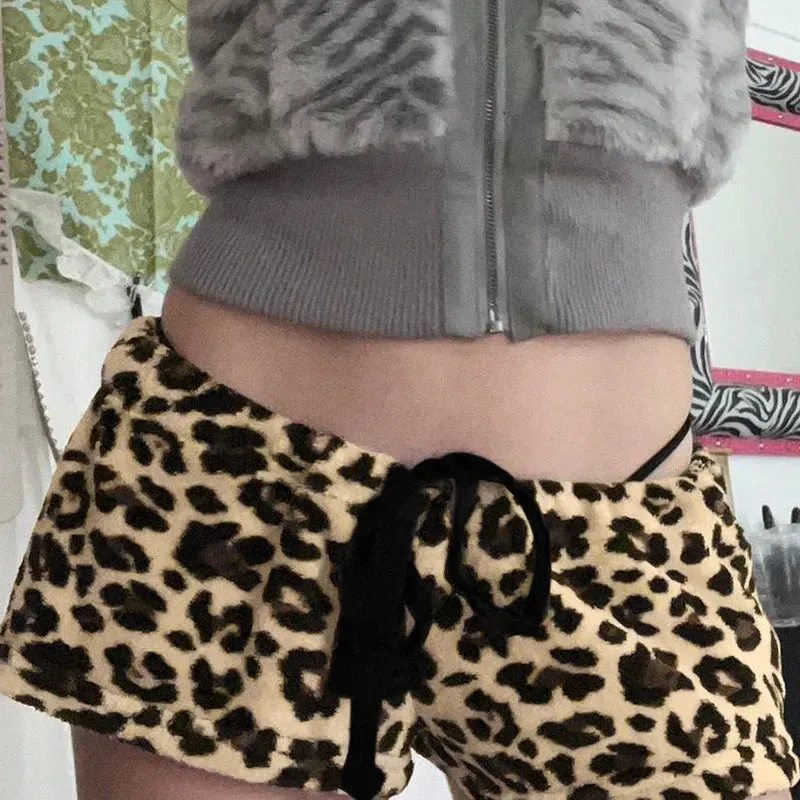 Ashlee Leopard Print Plush Shorts