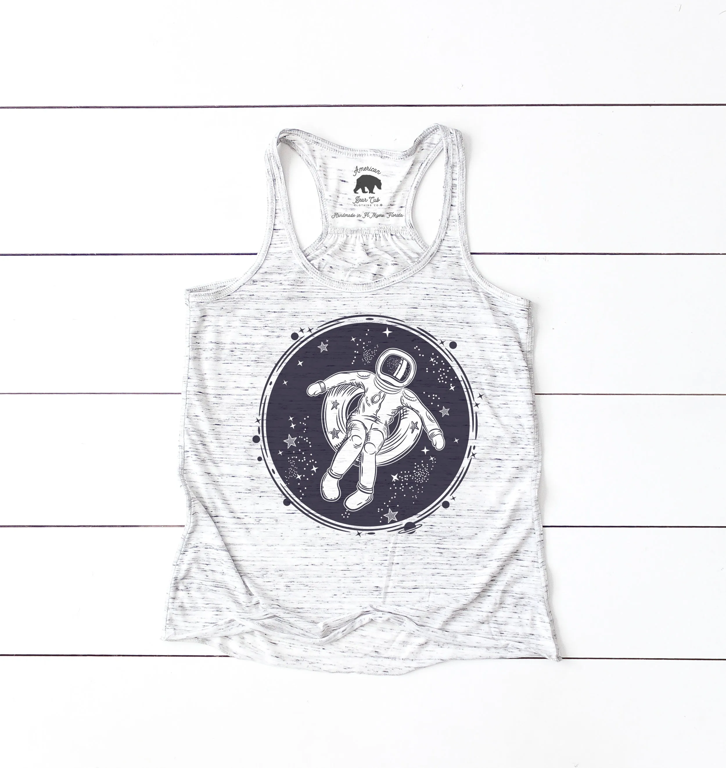 Astronaut Pool Float flowy racerback tank tops