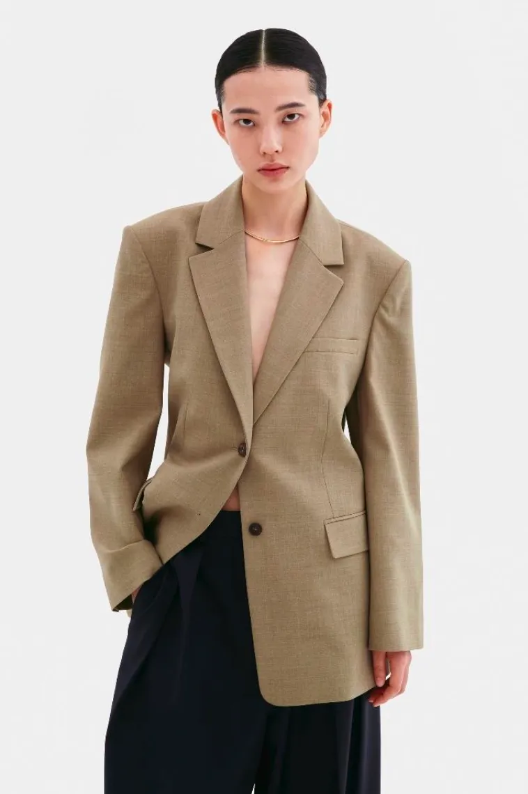 Basic Tailored Jacket In Khaki Beige