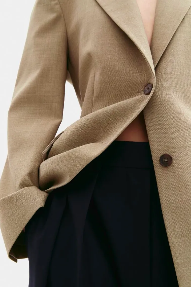 Basic Tailored Jacket In Khaki Beige