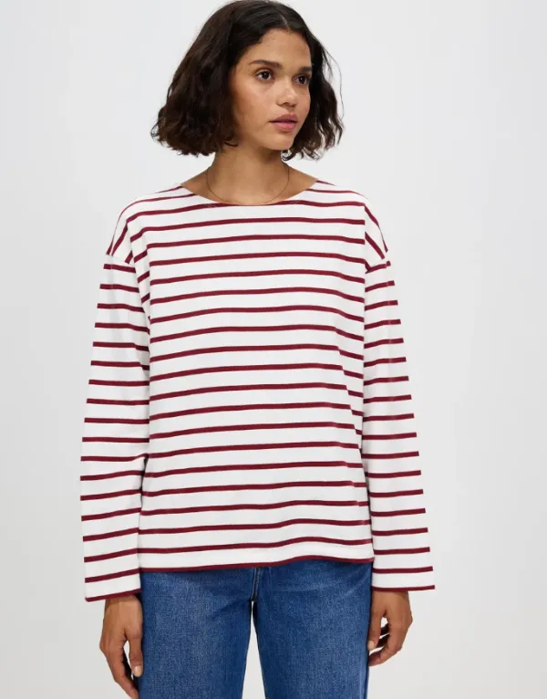 Bateau Long Sleeve Tee Syrah White