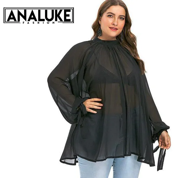 Black Loose Chiffon Blouse