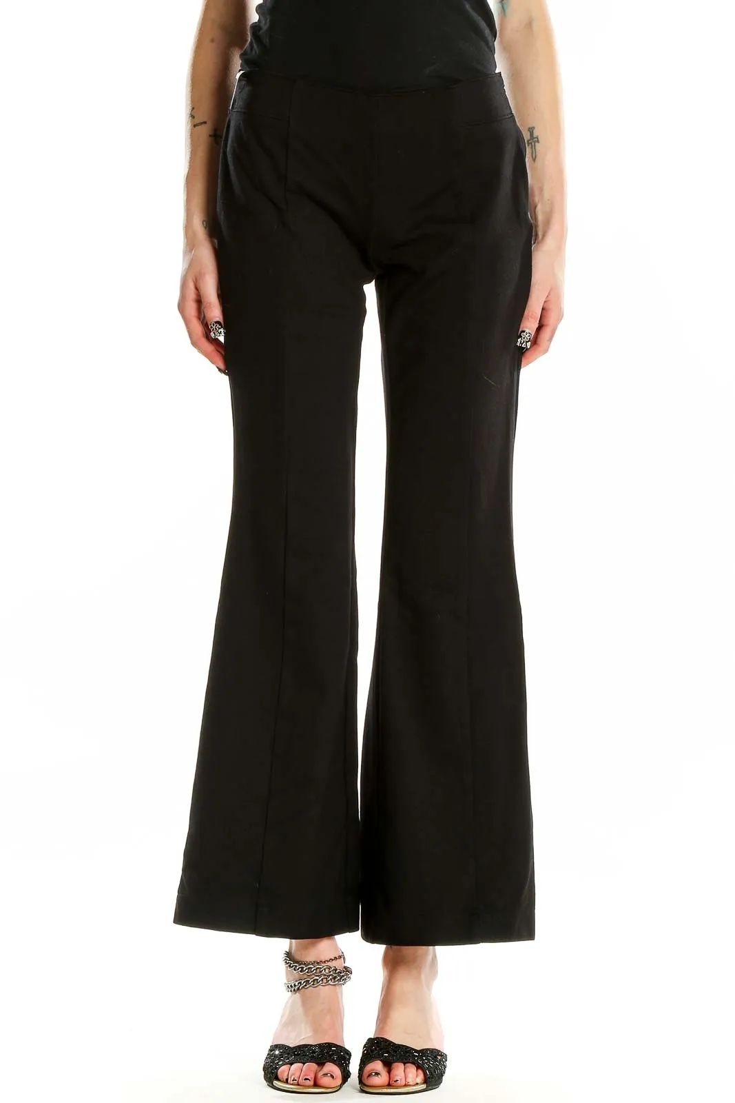 Black Wide-Leg Flare Pants