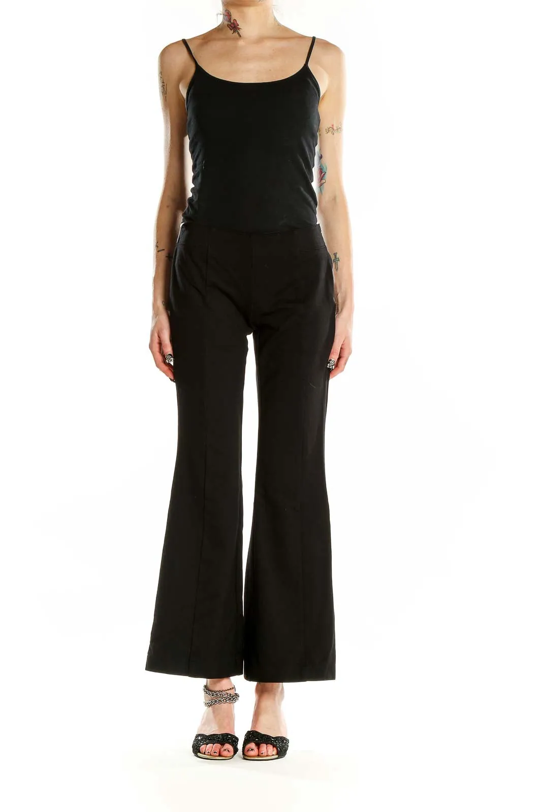 Black Wide-Leg Flare Pants