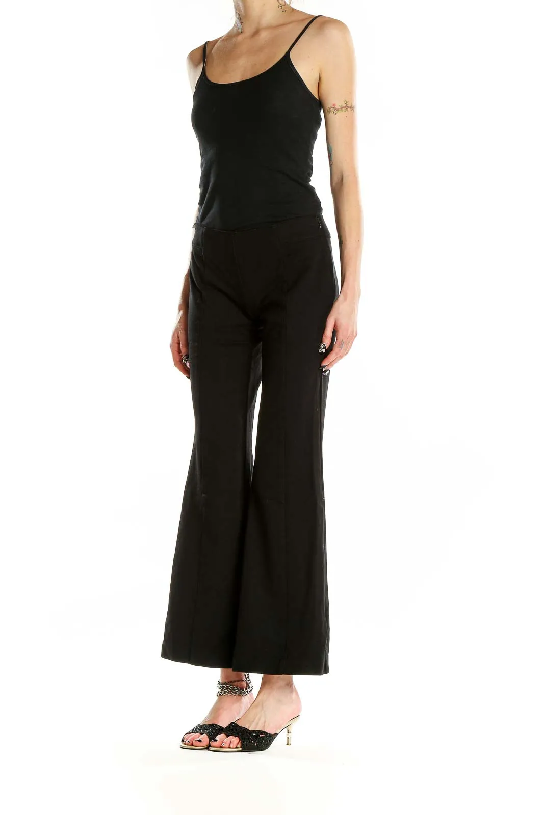 Black Wide-Leg Flare Pants