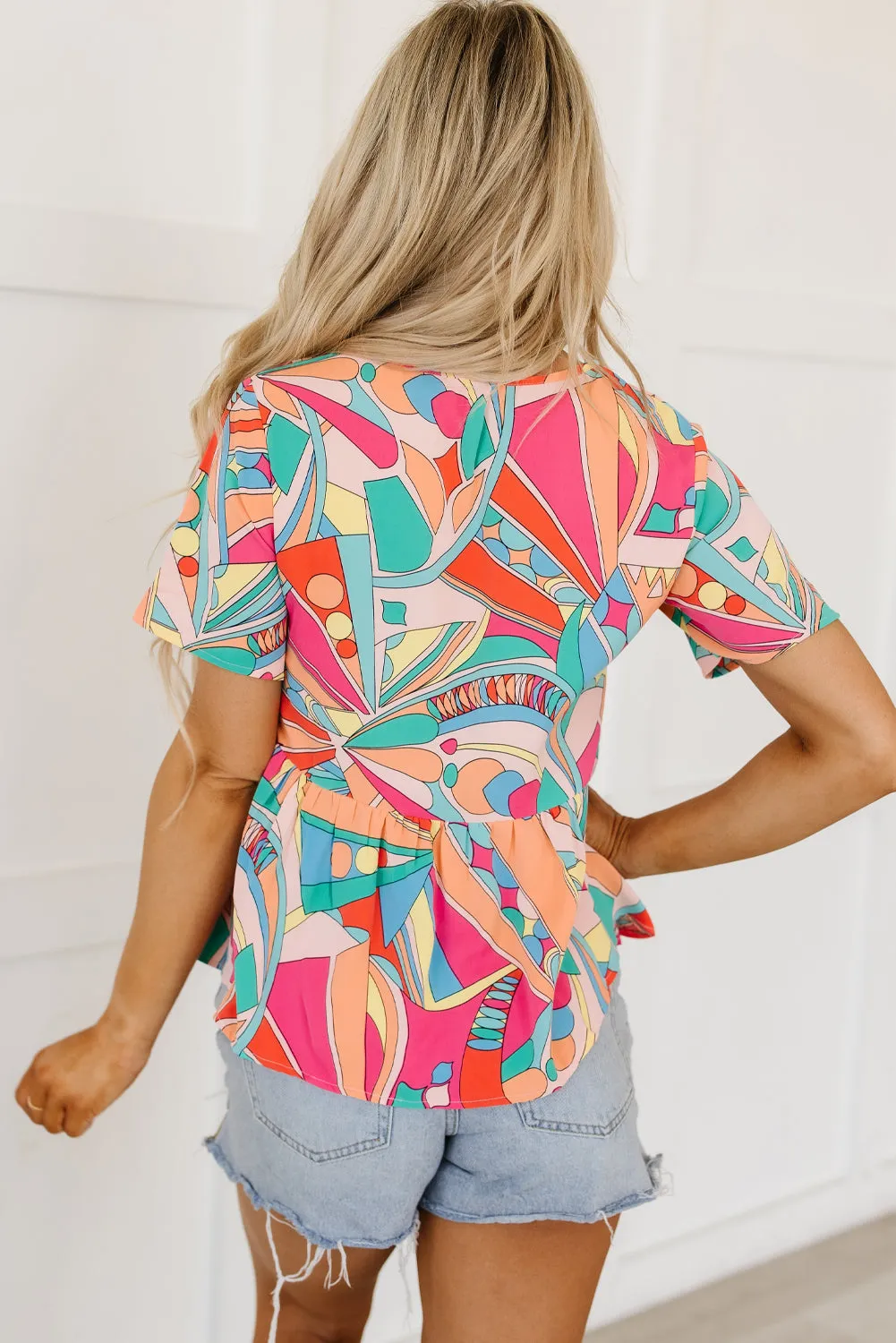 Boho Pattern Split Flowy Blouse