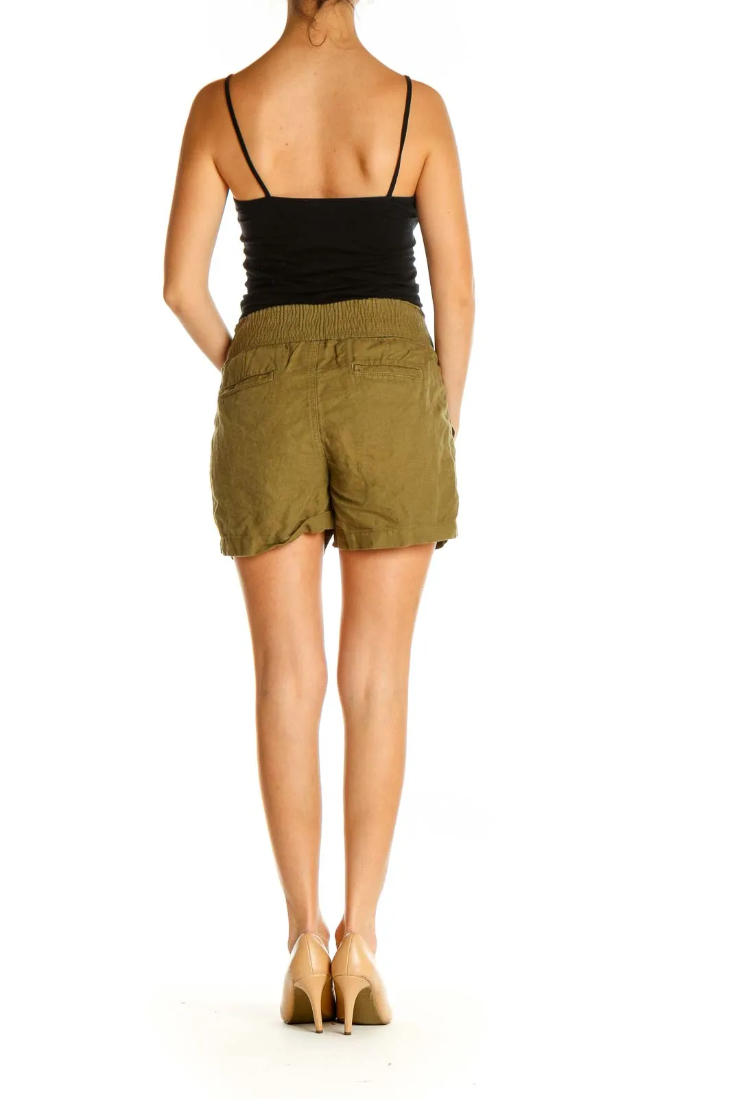 Brown Solid Casual Shorts