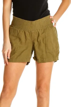 Brown Solid Casual Shorts