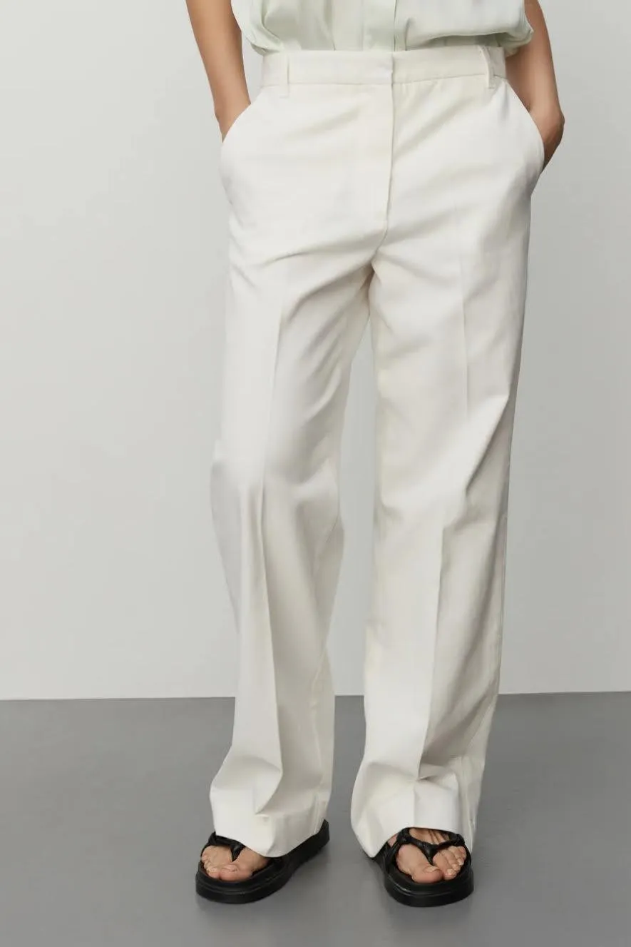 Calle Star White Soft Canvas Twill Trousers