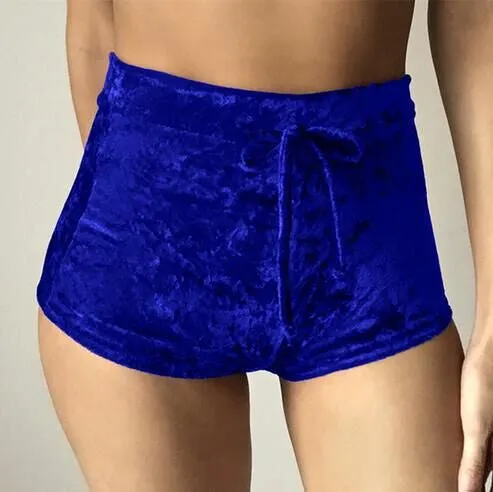 Candy Color Flannel Draped Draw String Sports Shorts