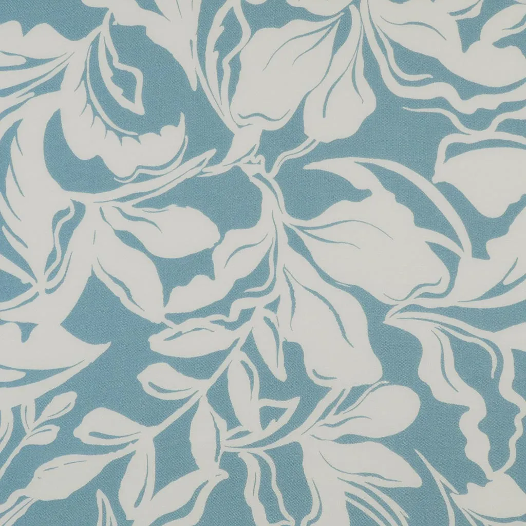 Capri - Stone Blue Foliage Viscose Woven Fabric