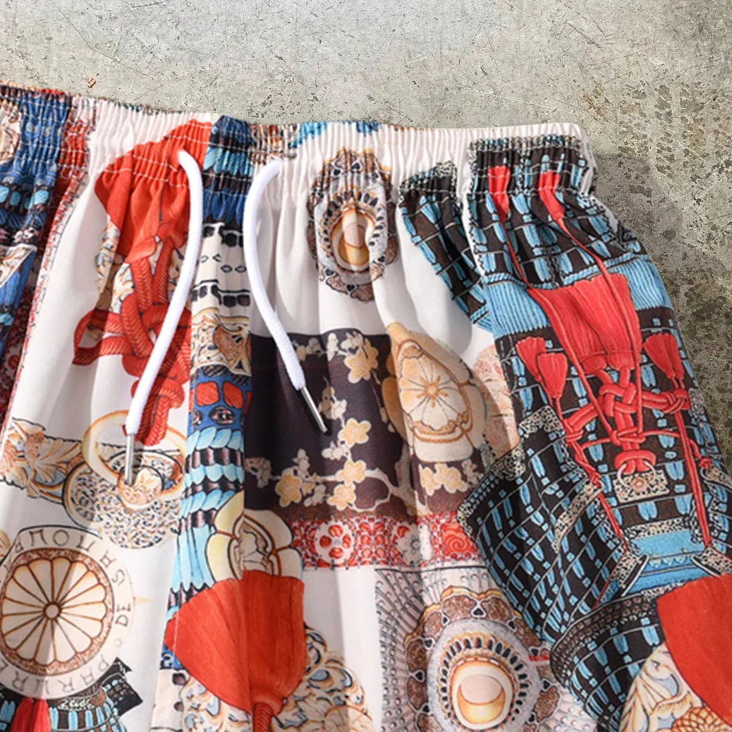 Casual ethnic print men's shorts