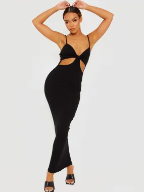 Corrine Cut Out Ribbed Cami Maxi Dress In Black