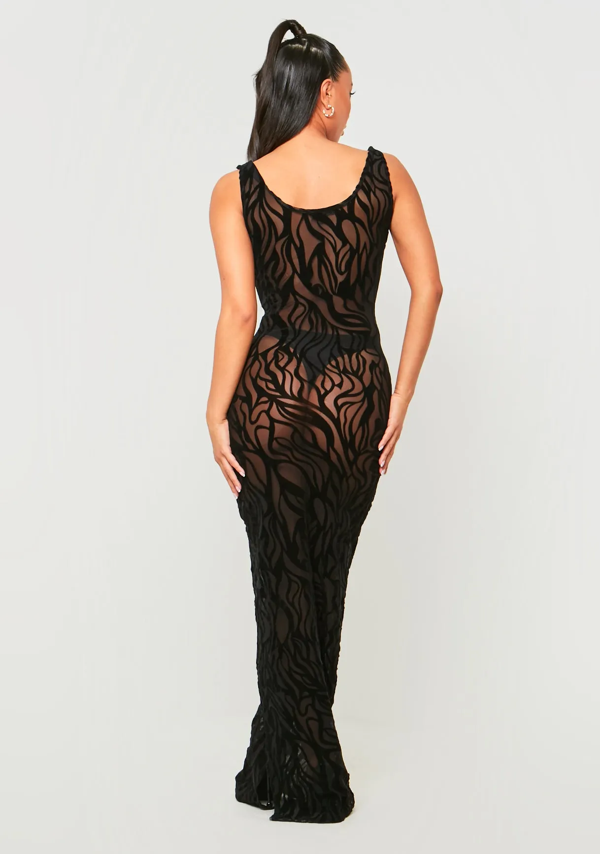 Davina Black Devore Maxi Dress