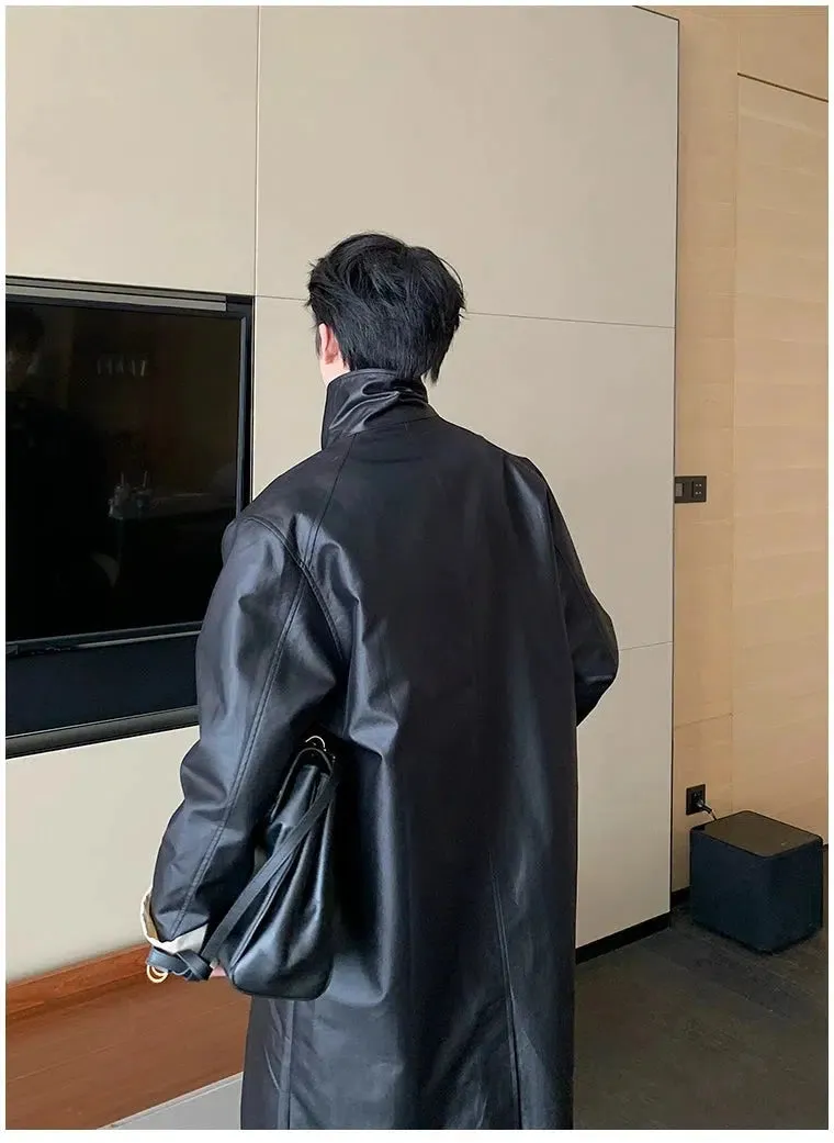 Double-Breasted Leather Coat