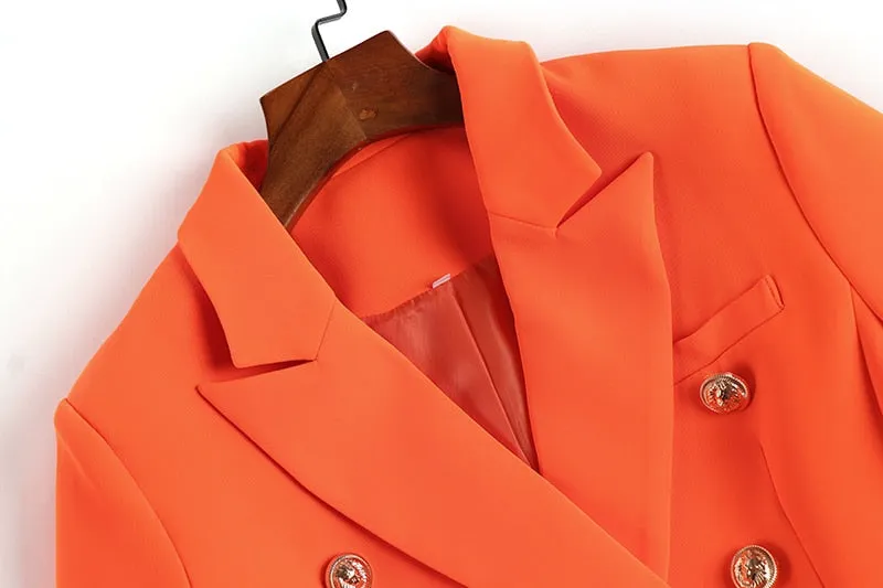 Double-breasted Orange Blazer