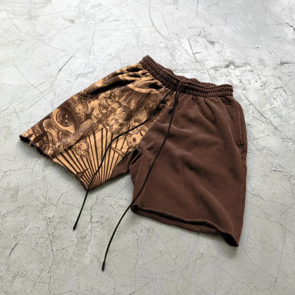 Duplex vintage style stitching casual shorts