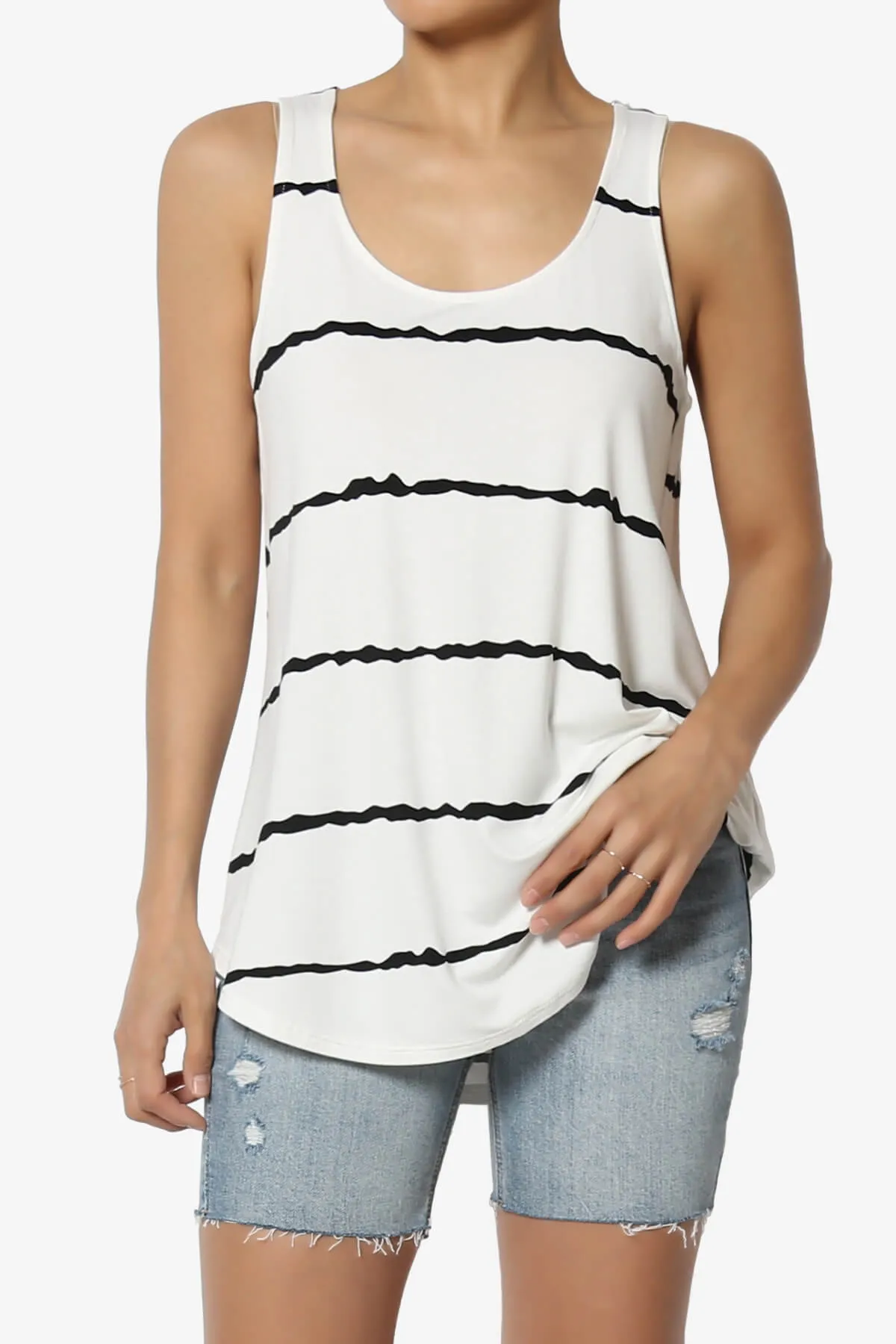 Ellison Stripe Scoop Neck Loose Fit Tank Top