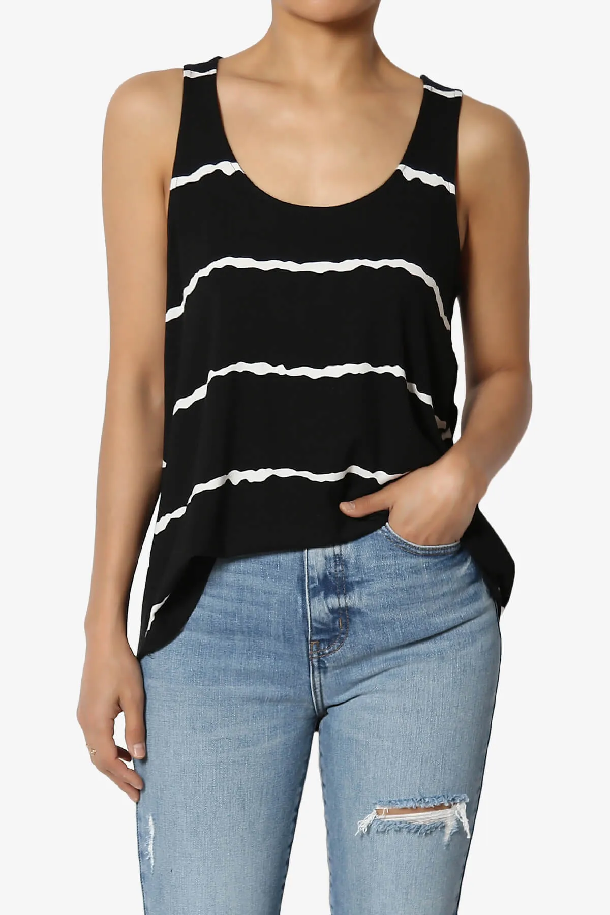 Ellison Stripe Scoop Neck Loose Fit Tank Top