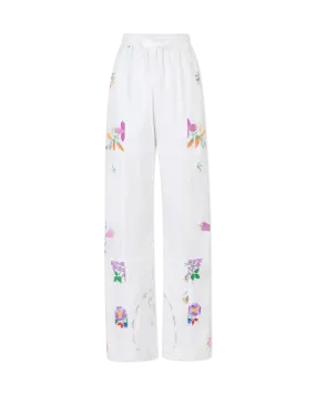 Embroidered Linen Pants