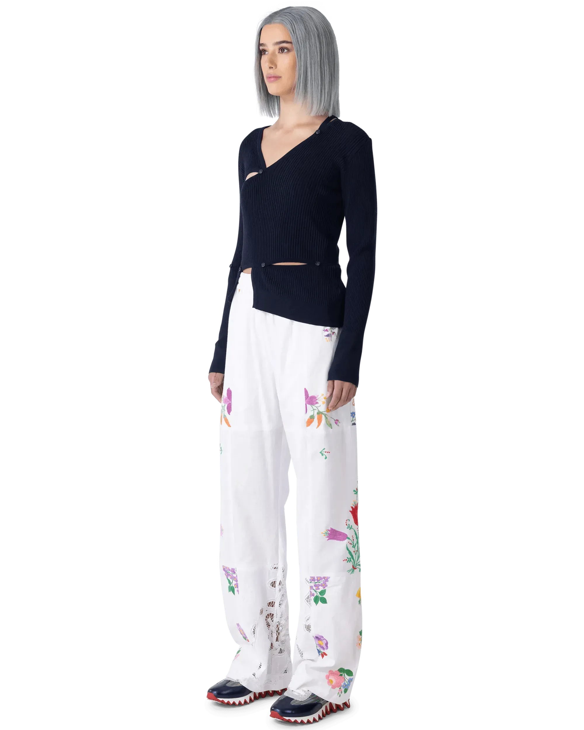 Embroidered Linen Pants