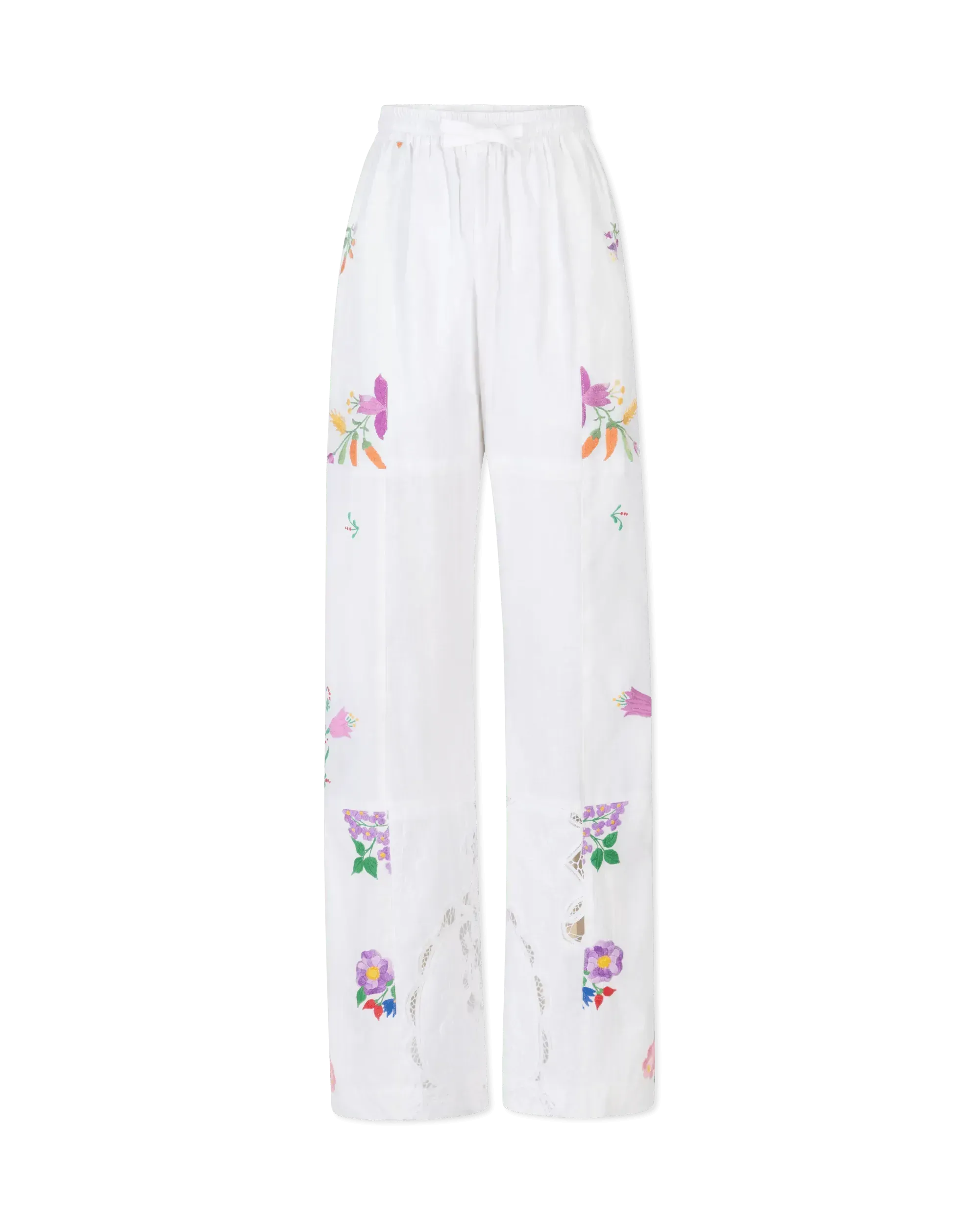 Embroidered Linen Pants