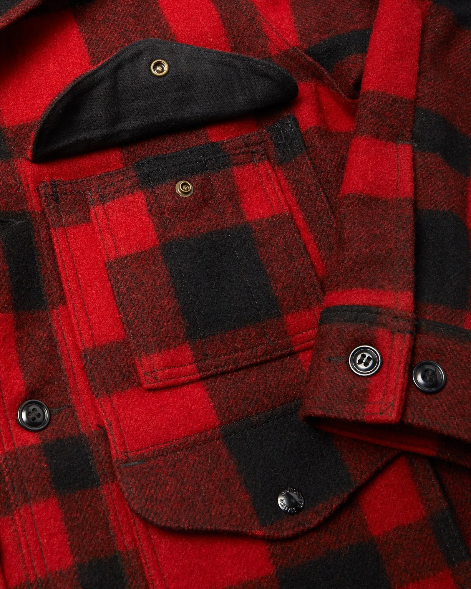 Filson Wool Mackinaw Cruiser Coat - Red / Black Plaid