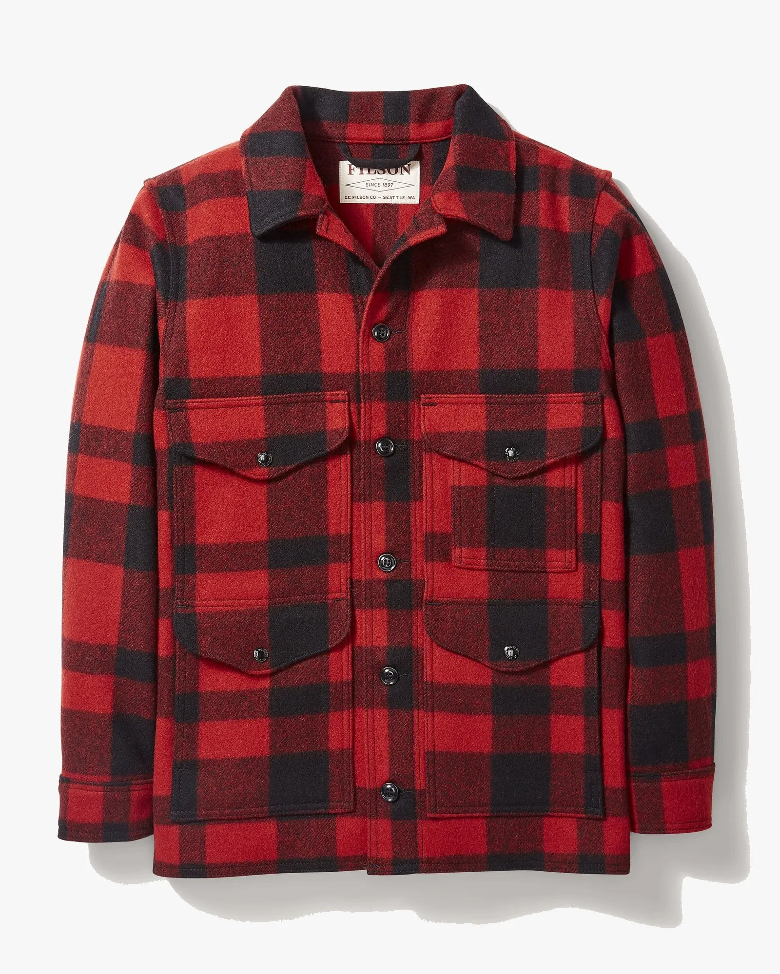 Filson Wool Mackinaw Cruiser Coat - Red / Black Plaid