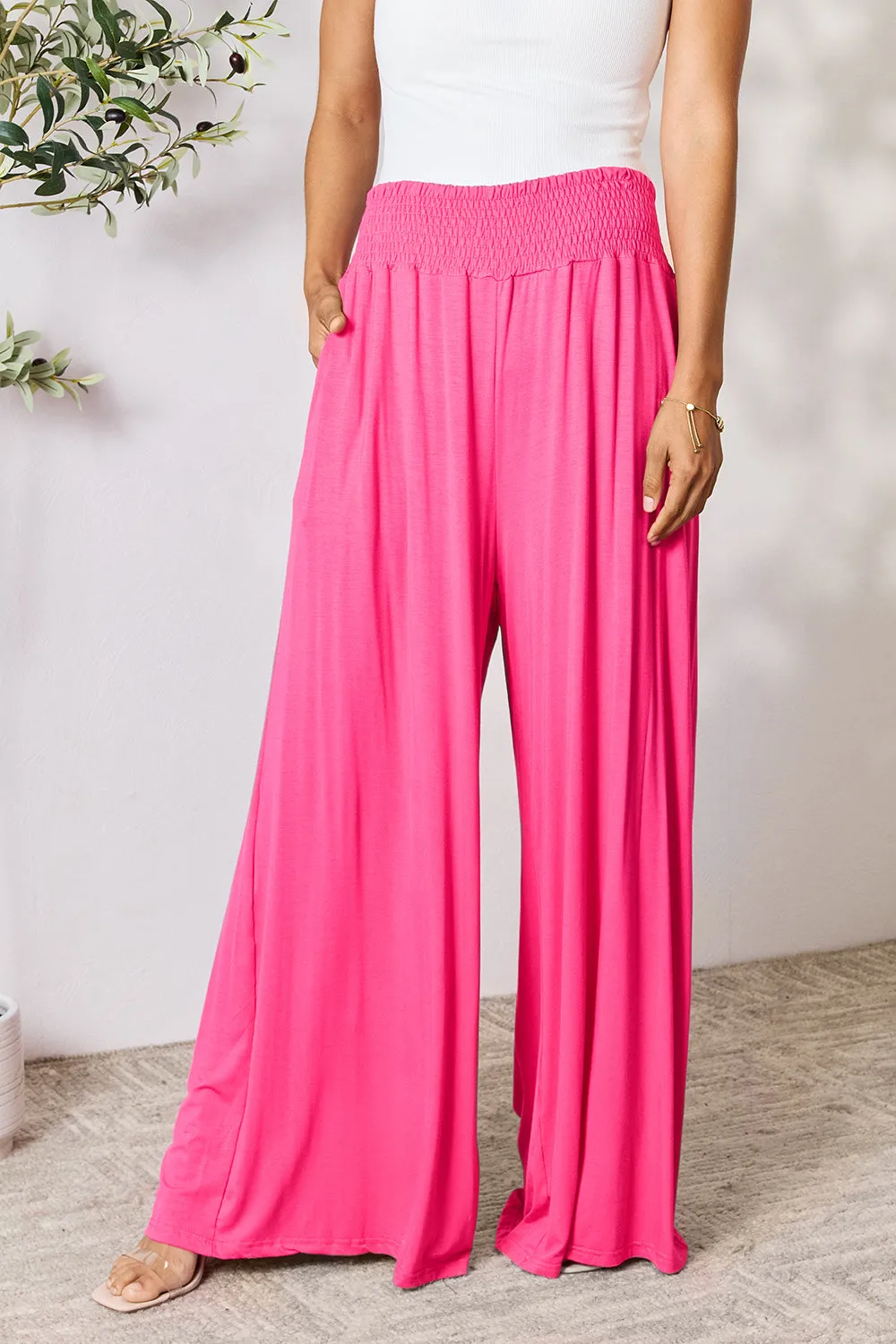 Full Size Wide Waistband Wide Leg Resort Pants