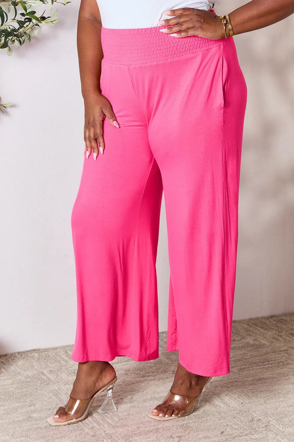 Full Size Wide Waistband Wide Leg Resort Pants