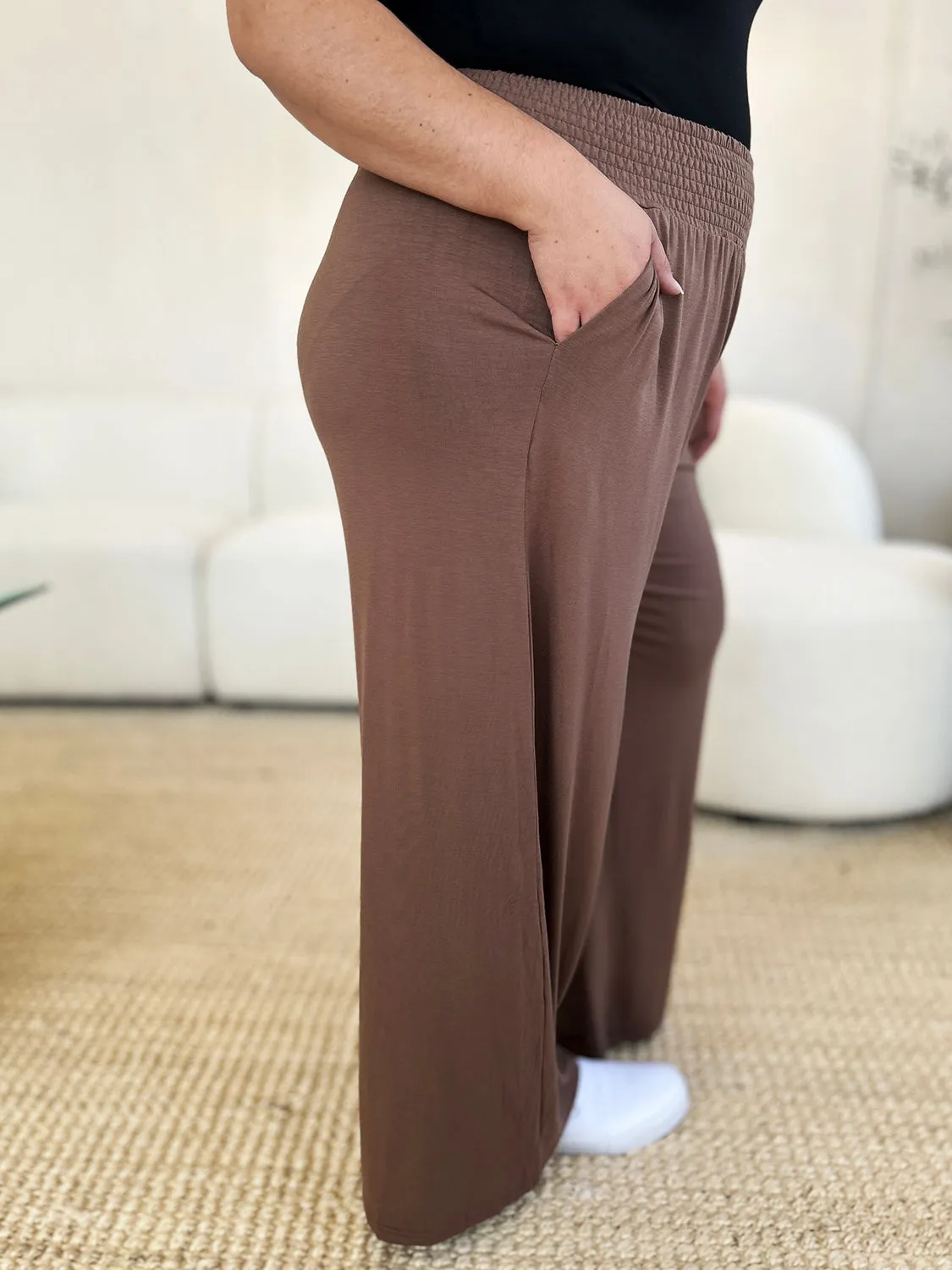 Full Size Wide Waistband Wide Leg Resort Pants