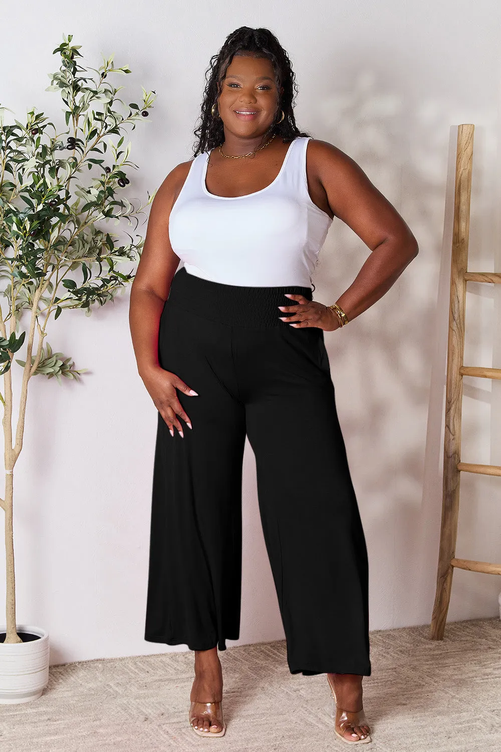 Full Size Wide Waistband Wide Leg Resort Pants