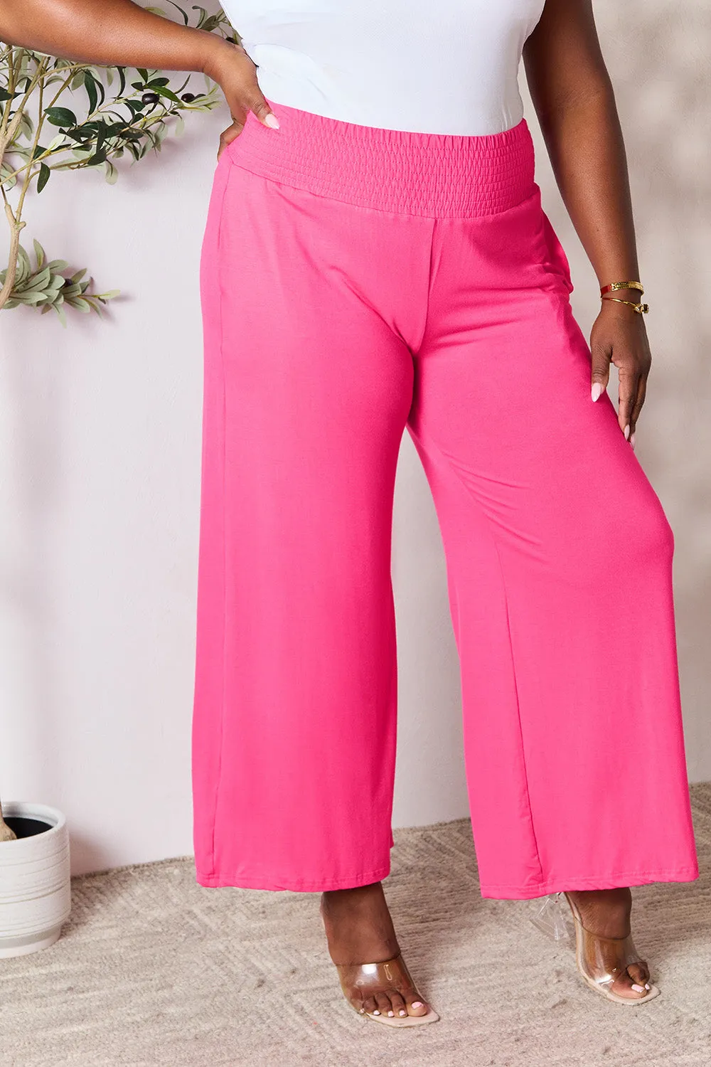 Full Size Wide Waistband Wide Leg Resort Pants