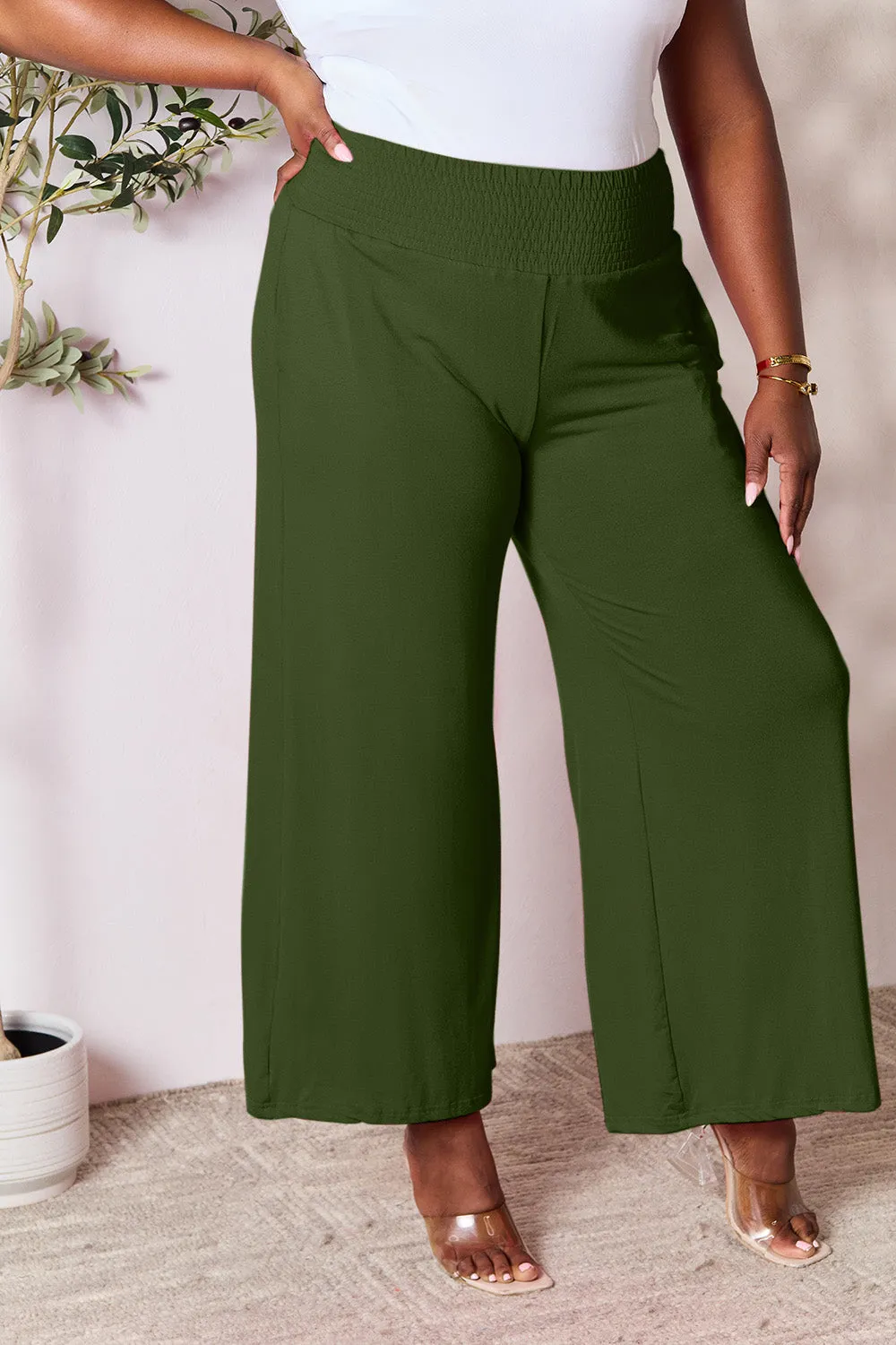 Full Size Wide Waistband Wide Leg Resort Pants