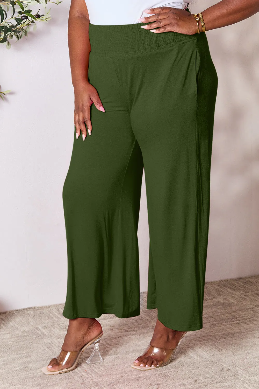 Full Size Wide Waistband Wide Leg Resort Pants