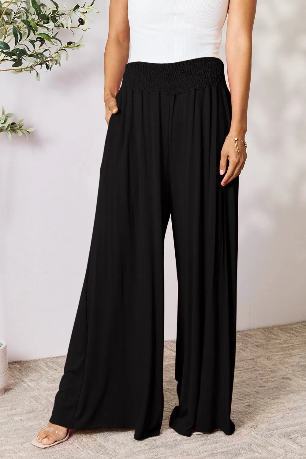 Full Size Wide Waistband Wide Leg Resort Pants