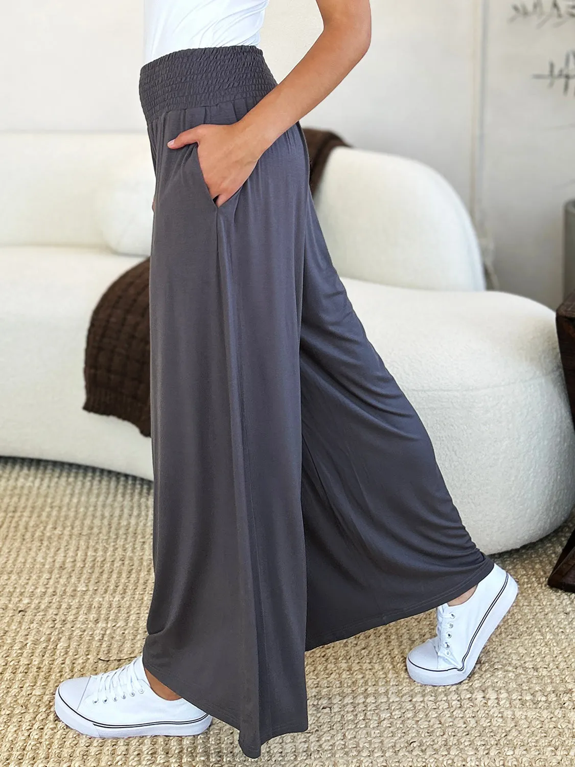 Full Size Wide Waistband Wide Leg Resort Pants