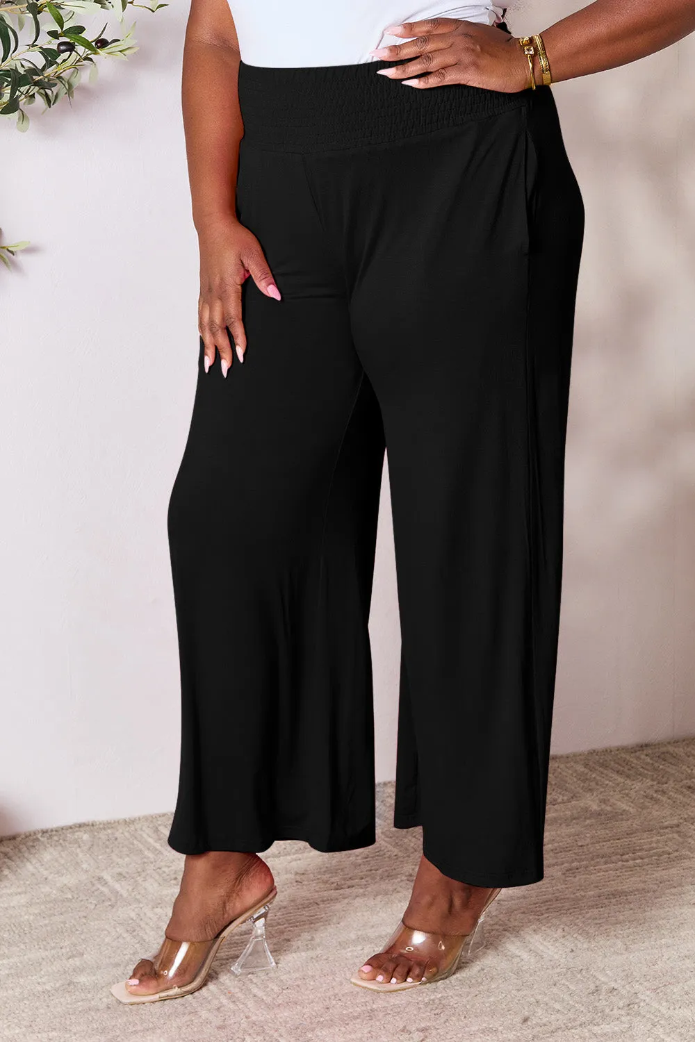 Full Size Wide Waistband Wide Leg Resort Pants