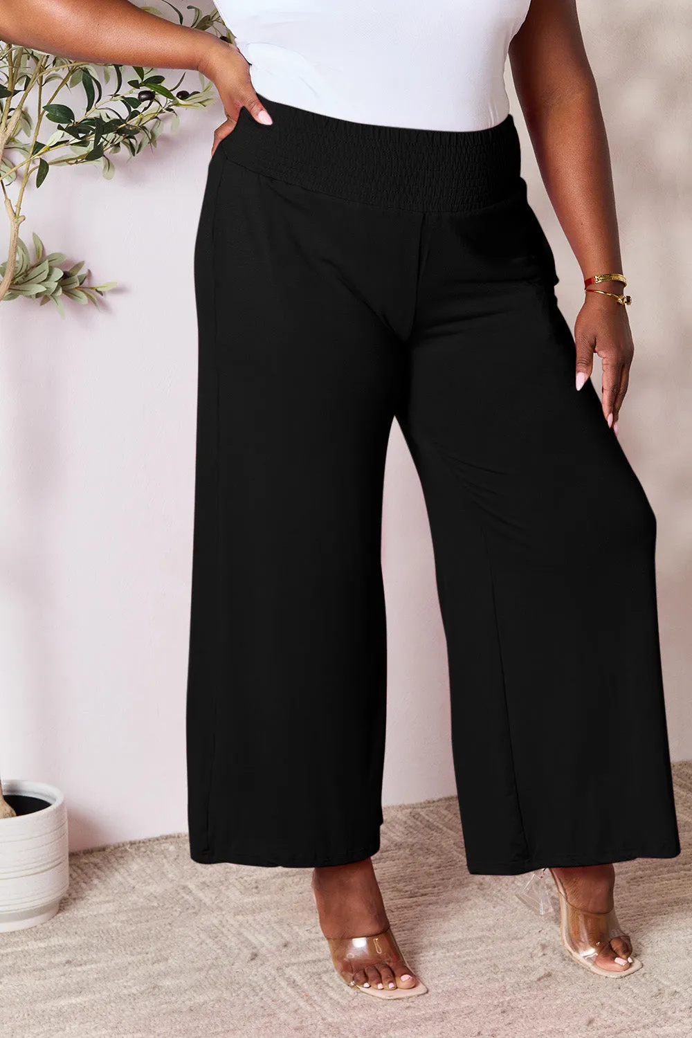 Full Size Wide Waistband Wide Leg Resort Pants