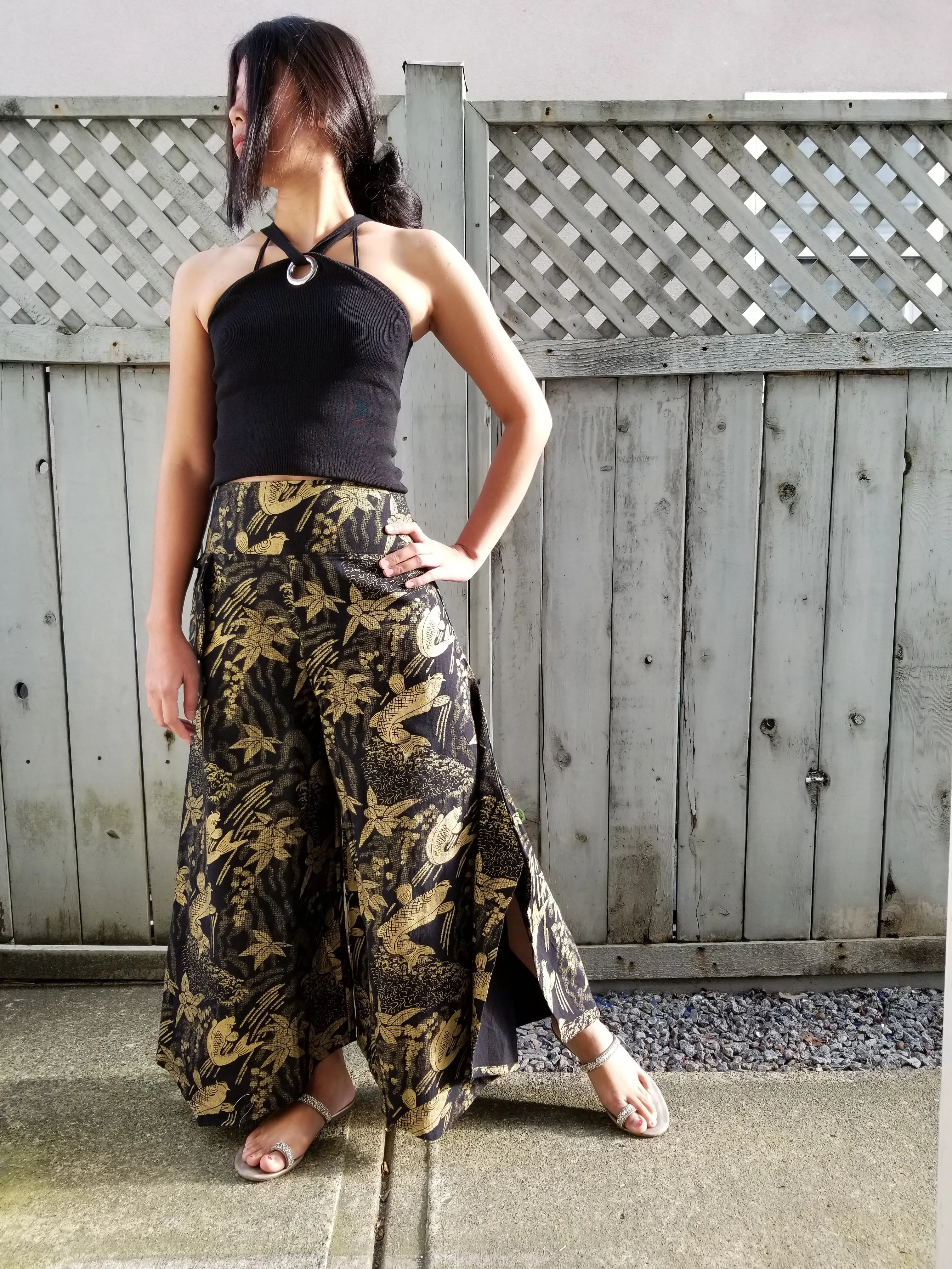 Golden Elite Koi Waves Wide leg Pants