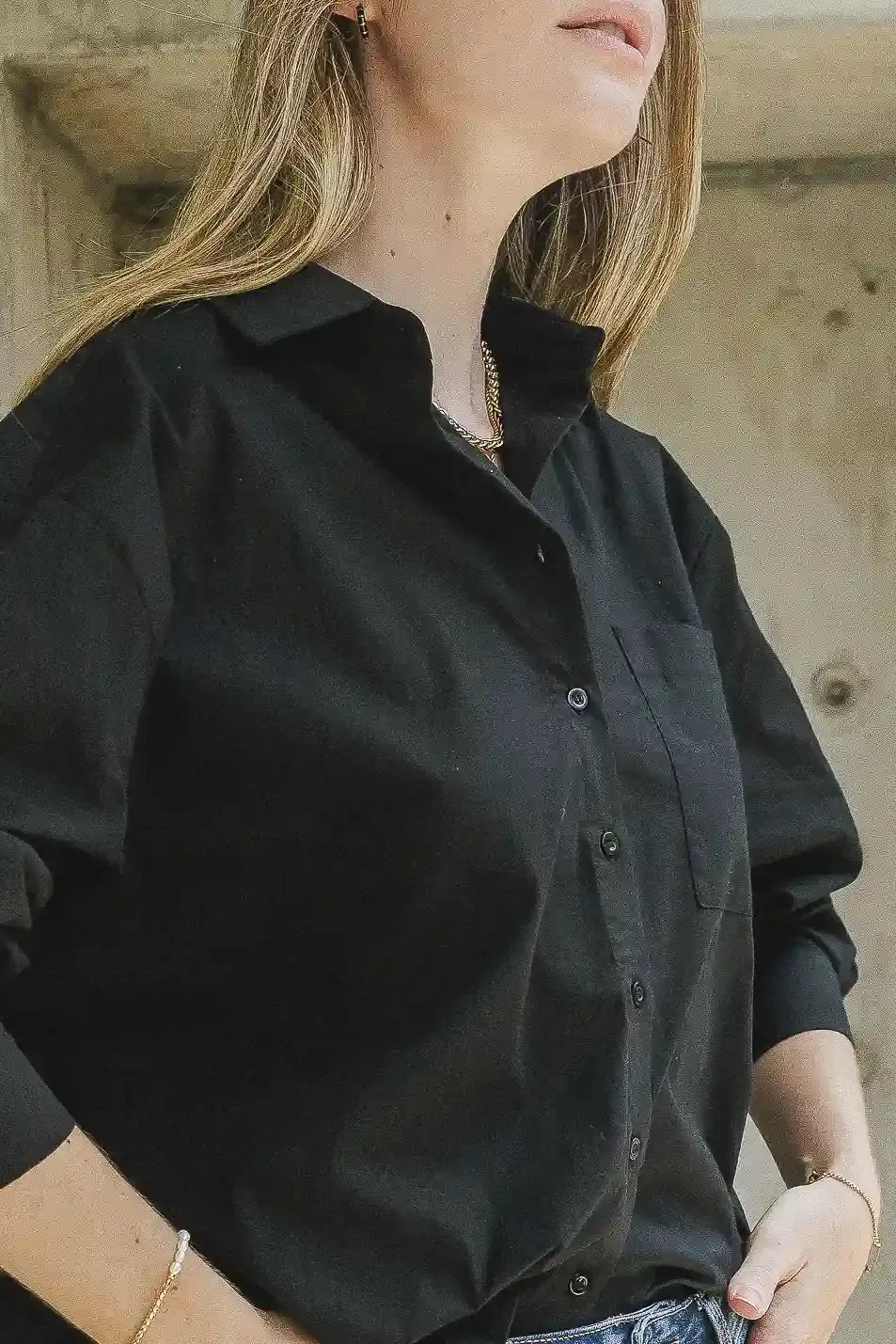 Gracie Button Up in Black - FINAL SALE