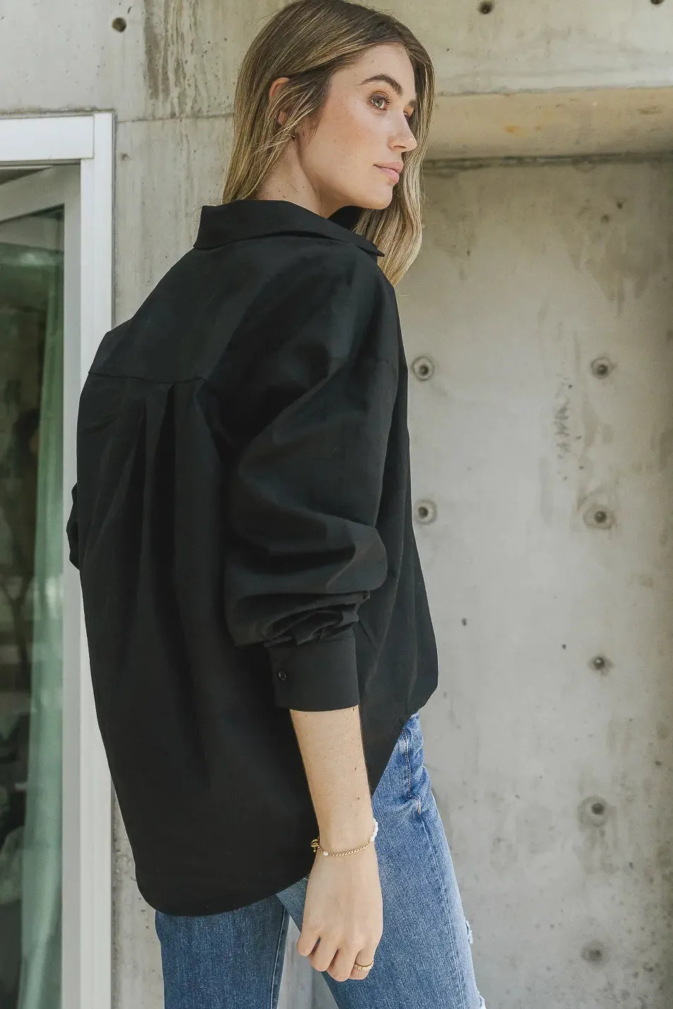 Gracie Button Up in Black - FINAL SALE