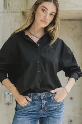 Gracie Button Up in Black - FINAL SALE