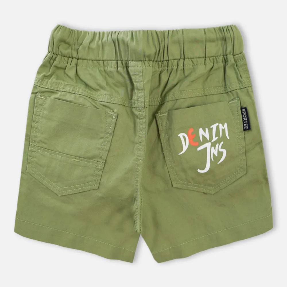 Green Elasticated Waist Casual Shorts